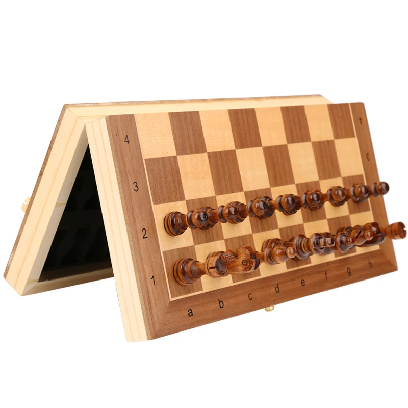 

Hot Portable Wooden Folding Chess Set 29/34/39cm Solid Wood Chessboard Magnetic Chessman Children Gift Entertainment Board Games