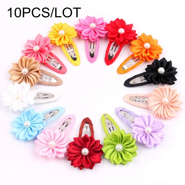 Cute 22 Colors Fashion Baby Girls Mini Chiffon Flowers Hair Clips Sweet Children Hairpins for Kids Hair Accessories H10PCSmixed