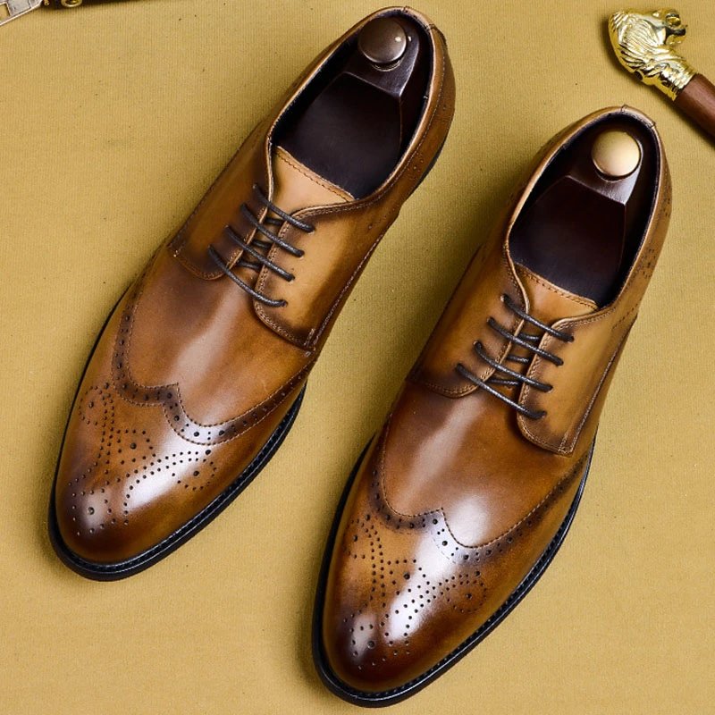 vintage brogue handmade leather shoes