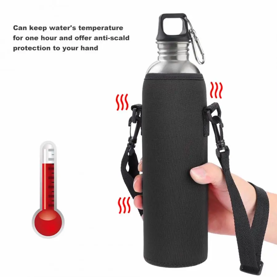 1L Water Bottle Cover Bag with Strap Neoprene Water Bottle Carrier Insulated Bag Pouch Holder with Shoulder Strap 5