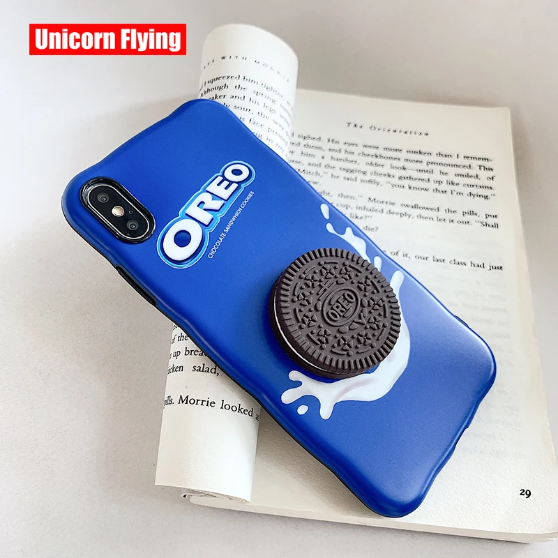 

LinXiang 3D Oreos Milk Chocolate Sandwich Biscuit Soft Phone Case Back Cover For iphone 6 6s 7 8 Plus X XS Max XR
