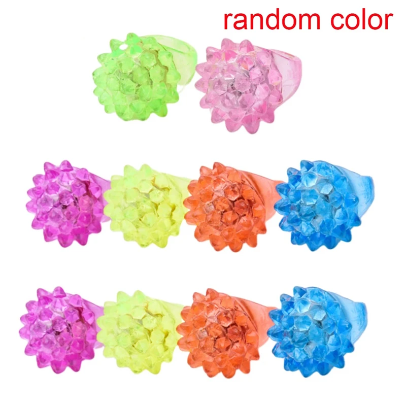 

50Pcs Funny Rose Shape Flashing JELLY Rings Luminous Flower Ring Led Lights Party Supplies Toy Glow Finger STRAWBERRY Ring