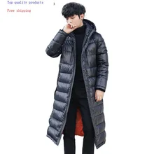 Мужской зимний пуховик с капюшоном, плотное длинное пальто, 90% белый гусиный пуховик, Корейская парка, Doudoune Homme 1806 KJ3096