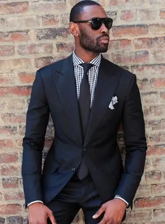 

2020 Black Fashion Men's Slim Fit Business Suit Men Fashion 2 Pieces Custom Made Suits Groom Best Wedding Suits