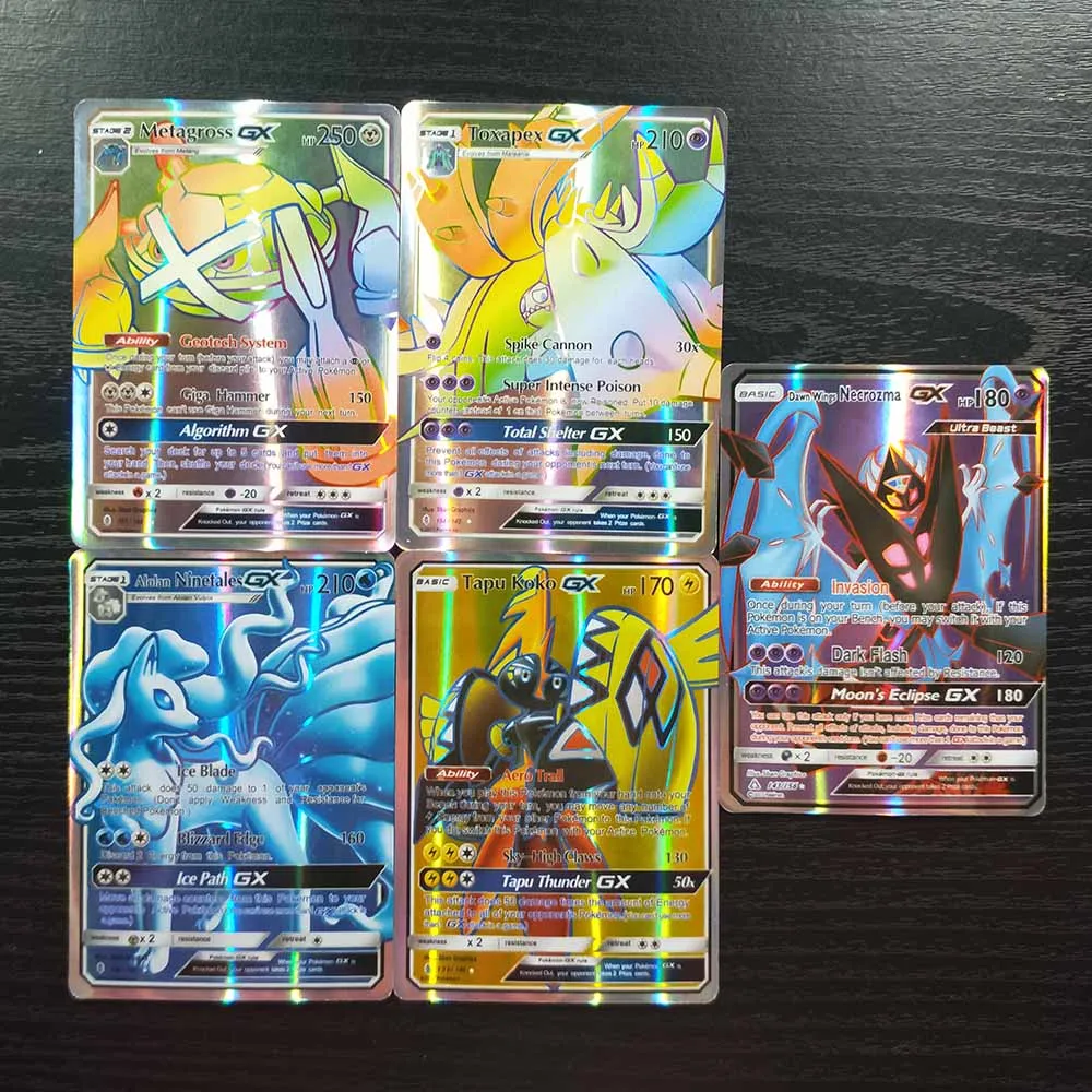 TAKARA TOMY Pokemon Cards Collections Battle Shining Card Deck Board Game Children Toys 60 Flash Cards GX MEGA