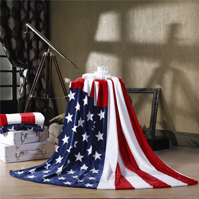 Flag Pattern Print Blanket USA UK Flannel Fleece Sofa Throw Soft Air Conditioning | Дом и сад