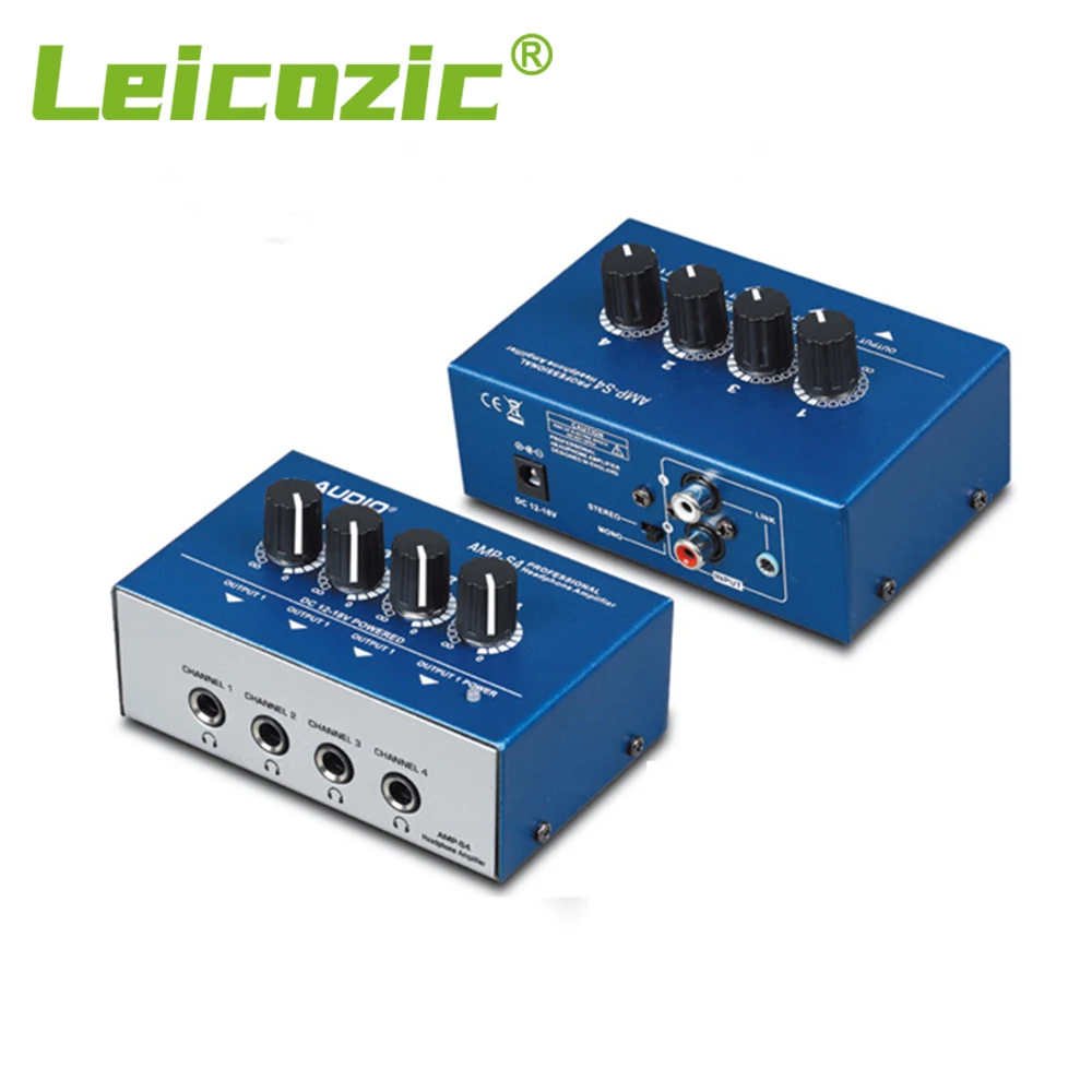 Amplificatore Per Cuffie Stereo Leozic Amplificatore A 4 Canali Adattatore Di Alimentazione Dc12V Apparecchiature Di Registrazione Da Studio Amplifica