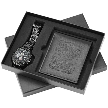 

Exquisite Gift Set for Men Multi-functional Quartz Wristwatch for Boy Boyfriend Luxury Leather Wallet for Dad Husband
