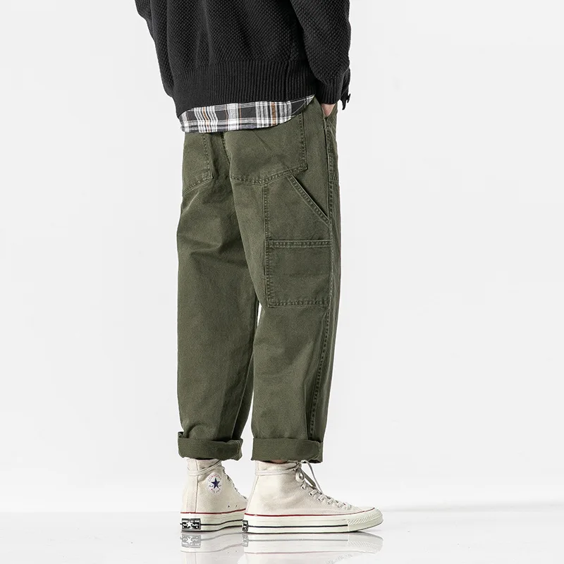 

City Where the Product 2020 Spring New Style Three-Color Kaji Heavy Washing Straight-leg Pants Casual Multi-pockets Popular Bran