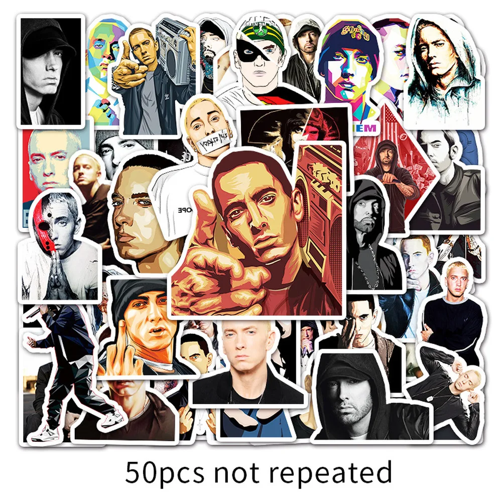 10/50pcs Singer Rapper Eminem Stickers for Luggage Laptop Bike Skateboard Decal Waterproof Children's Toy Graffiti Sticker | Игрушки и