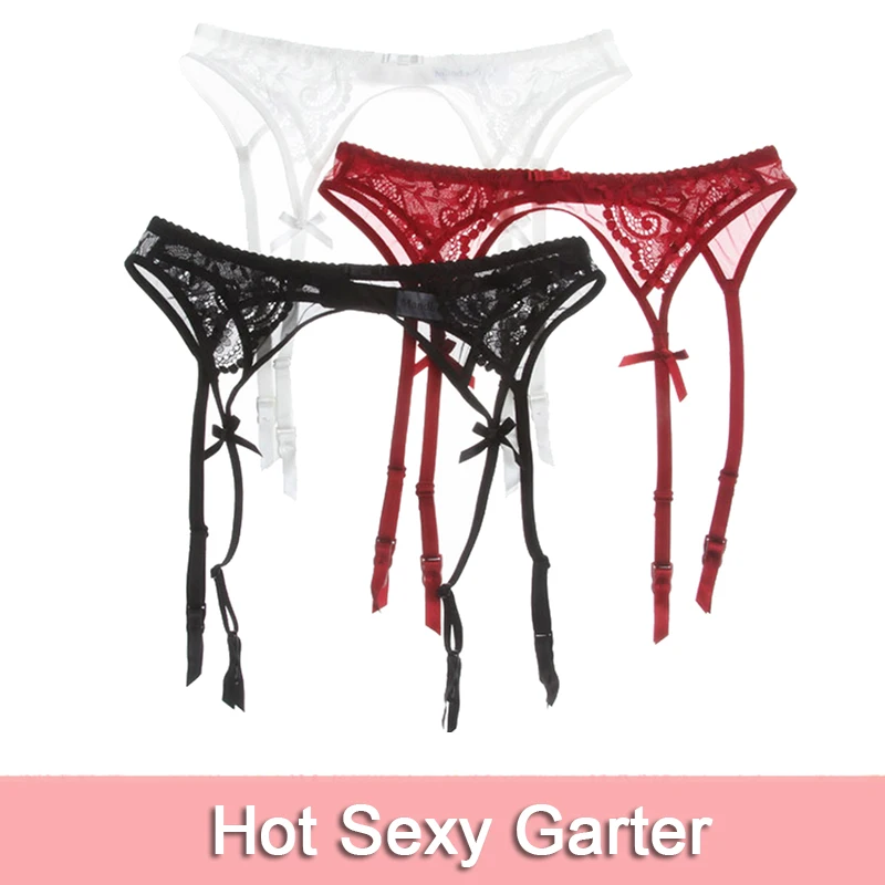 

Fashion Hot Sexy Garter Belt Stockings Plus Size Bow Lace Wedding Garters For Women Suspender Belts White Black Red Lingerie