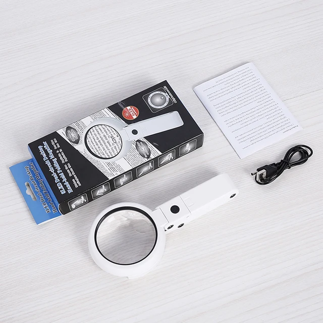 Portable Handheld Magnifying Glass with LED Lights Foldable Desktop Magnifying Glass for Newspaper Reading Magnifier Repair Tool 6