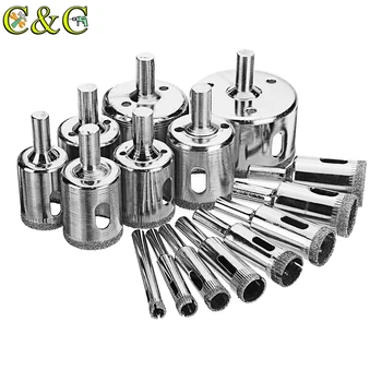 

15pcs 6-50mm Diamond Coated Drill Bit Set Tile Marble Glass Ceramic Hole Saw Drilling Bits For Power Tools