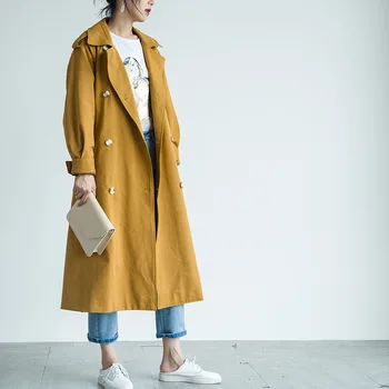 

British Style Double-breasted Trench Coat For Women High Quality Women Fashion Loose Wide-waisted Coat Women's Windbreaker