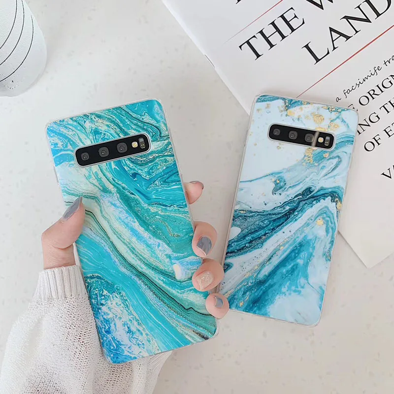 

Blue marble pattern Cases for Samsung S10 S9 S8 S10e frosted IMD soft TPU cover for Samsung S9Plus S8Plus S10Plus back funsas