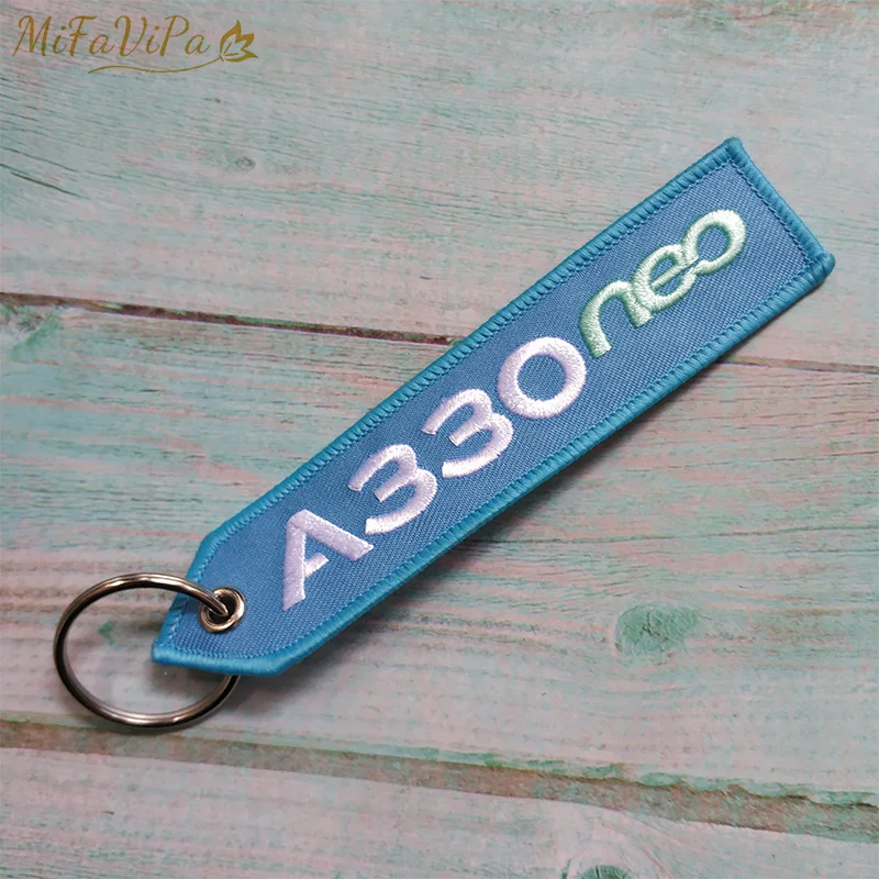 MiFaViPa Fashion Trinket A330 Neo Gift Keychain Aircraft Key Chain with 1 PC Metal Airplane Embroidery Light Blue Key Chains (3)