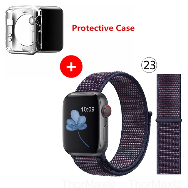 Нейлоновый спортивный бесшовный ремешок для наручных часов iwatch, 4 цвета, в полоску, легкий мягкий сплетенный ремешок для наручных часов Apple Watch 4 серии 3/2/1 38 мм 42 мм 40 мм 44 мм - Цвет ремешка: 23-Indigo