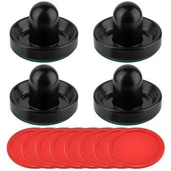 

New Air Hockey Pushers and Red Air Hockey Pucks, Goal Handles Paddles Replacement Accessories for Game Tables