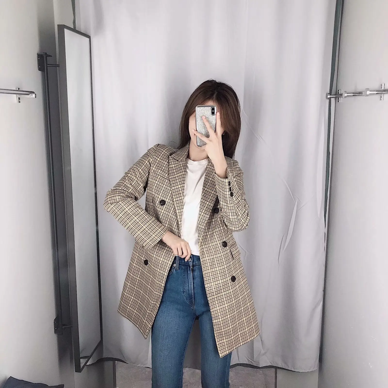 

Western Style 2019 Summer New Style Double Breasted Pattern Suit WOMEN'S Coat R169
