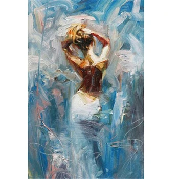 

Hand painted Artist High Quality Modern Abstract Sexy Girl with long white dress Oil Painting On Canvas For Wall Decoration