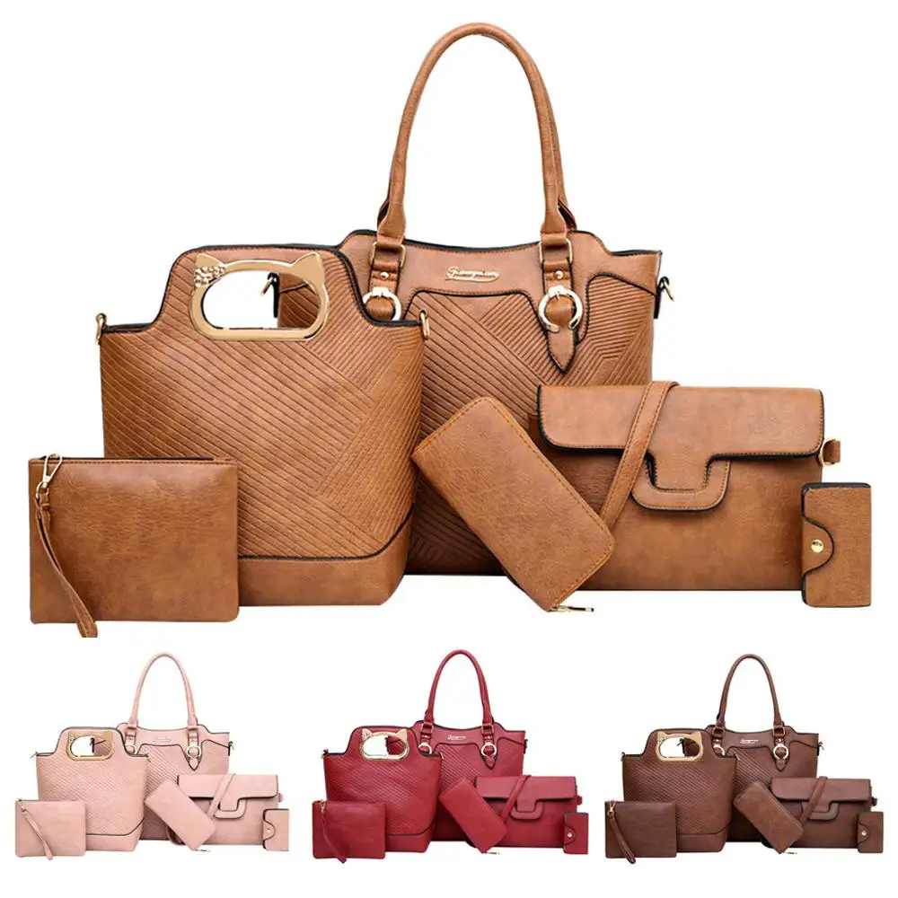 

Fashion lady bag Leather shoulder bag Solid color handbag Card Package Messenger Bag 4Pcs+6Pcs bag Dropship Y731