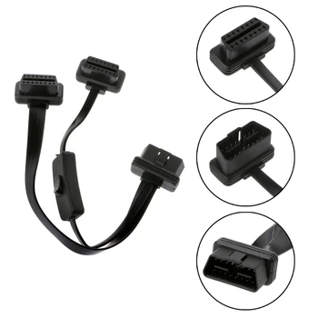 

16 Pin OBD2 Y Splitter with Switch Male To Double Female 2 in 1 Extension Cable
