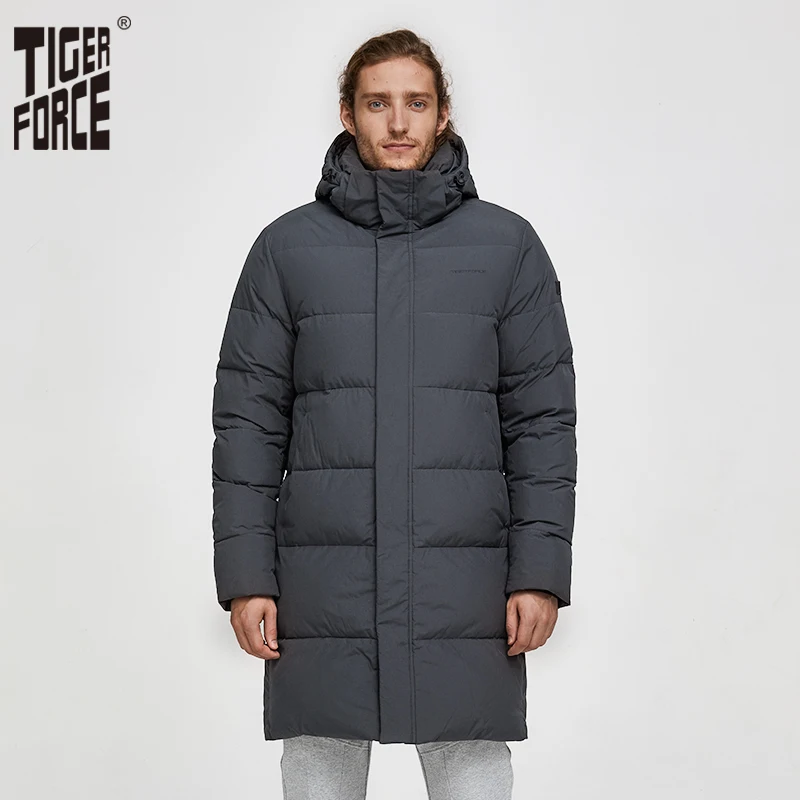

Tiger Force White Duck Down Jacket Men Winter Long Puffer Jackets Male Down Jacket with Hooded Casual Thicken Warm Overcoat