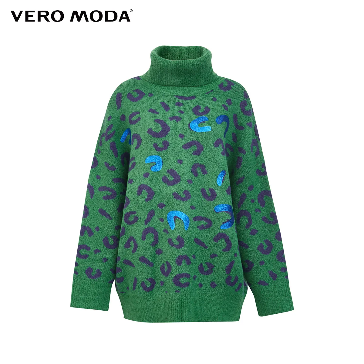 Vero Moda свободный свитер с леопардовым принтом и высоким воротником | 319313573