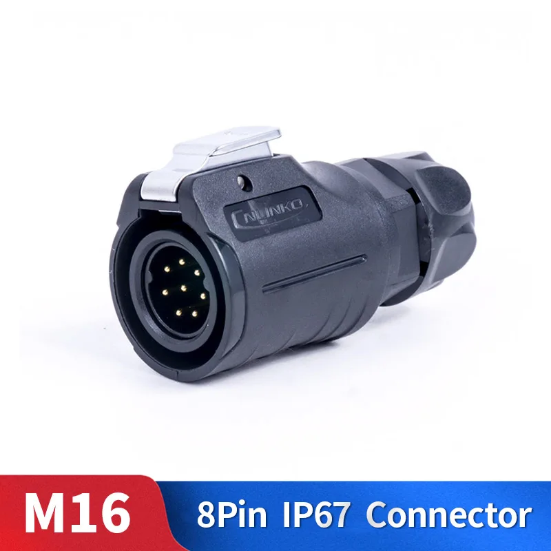 

M16 8Pin Waterproof Power Connector Kit Plastic Shell Male and Female Industrial Outdoor Lighting Cable Plug and Socket
