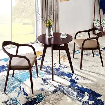 

Designer chair creative Nordic wood simple Hiroshima Kennedy President chair new Chinese leather dining chair
