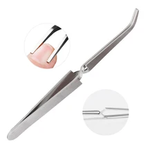 Пинцет для поперечного действия из нержавеющей стали для укладки ногтей, клипса, светильник для лечения брони, кристалл, удлиняет форму, пинцет, инструменты для ногтей