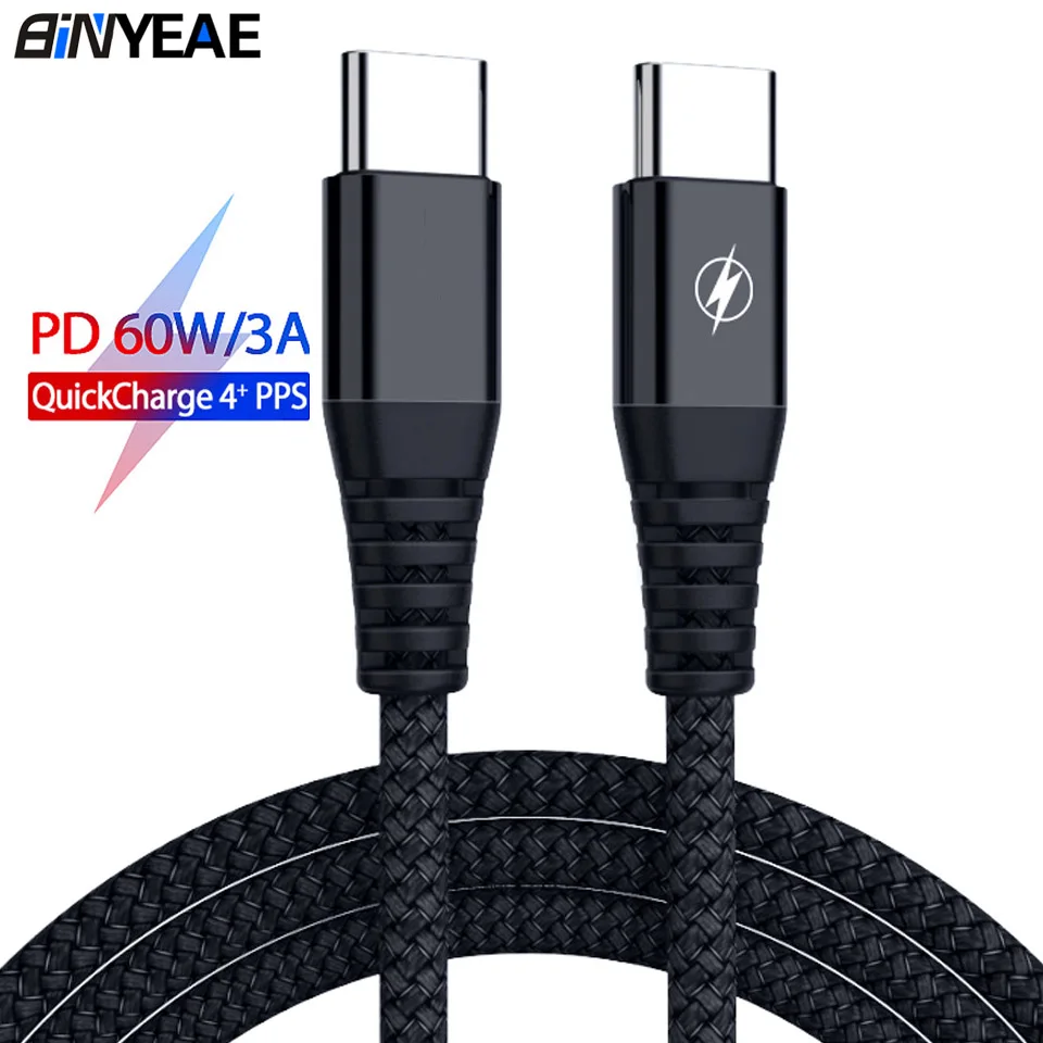 Кабель PD QC 4 0/3 0 для быстрой зарядки и передачи данных 60 Вт USB C-USB кабель Macbook Samsung