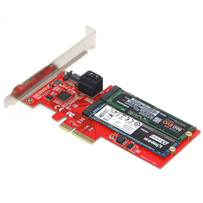 M2 SATA Raid Controller Karte PCI Express X4 zu 2Port SATA 30 6Gbps + 2Port M.2 NGFF SSD B Schlüsse