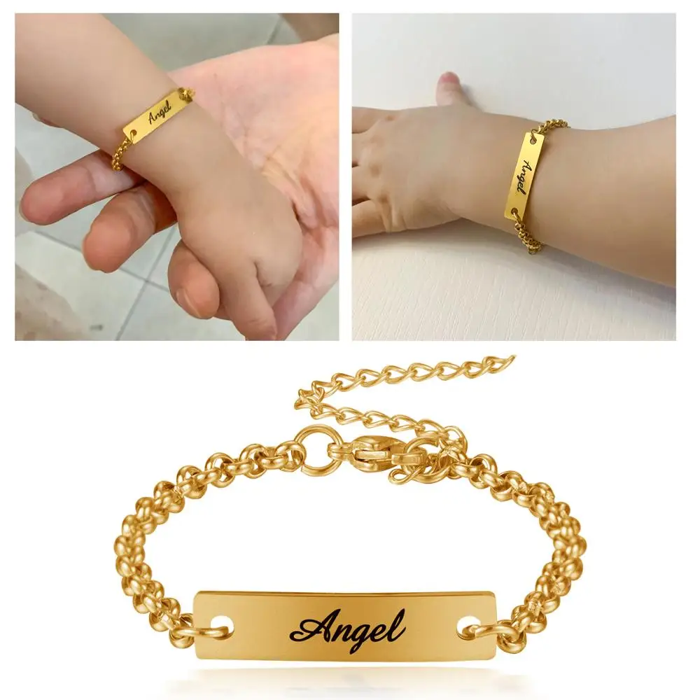 Name Bracelet Stainless-Steel Custom Baby Personalize Christmas-Gifts Men Women New Child