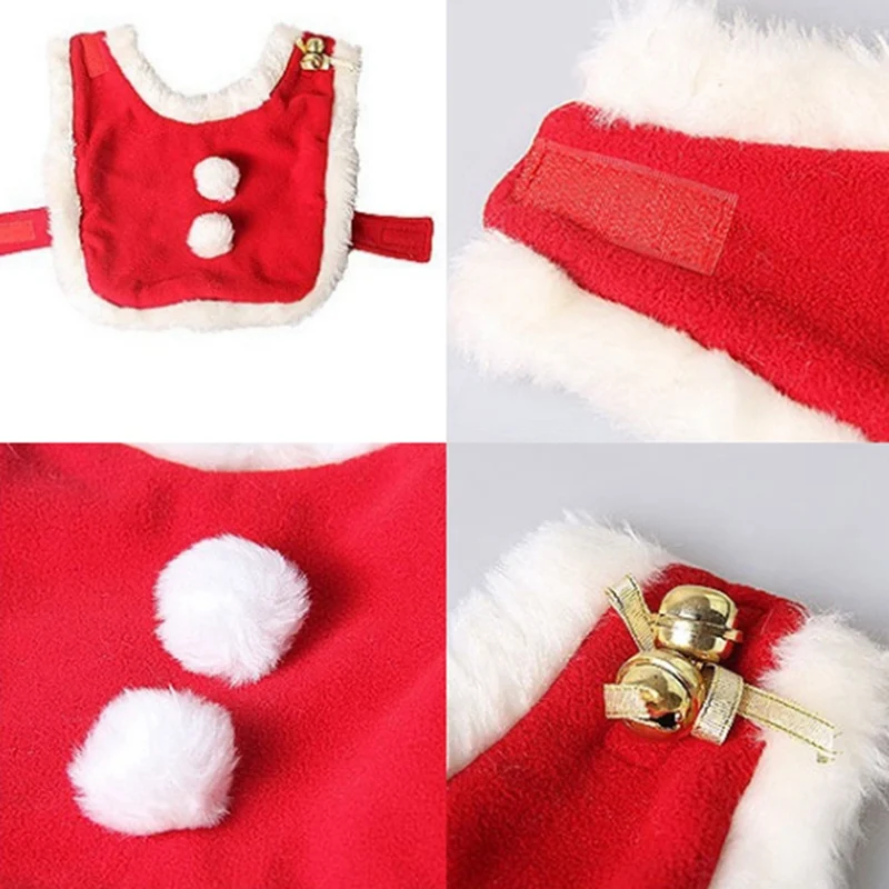 Pet Рождественский костюм накидка с шляпой Санта Клаус плащ/Красный Регулируемый слюнявчик для кошек и собак