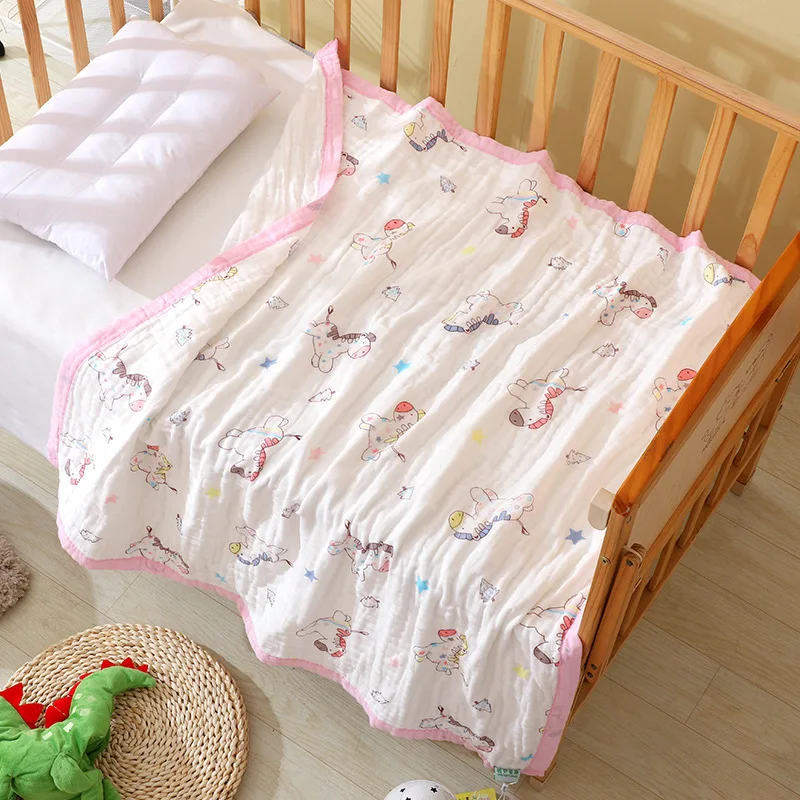 Детское банное полотенце для новорожденных; детское одеяло для пеленания с милым принтом; детское пляжное полотенце для купания; детское муслиновое Пеленальное Одеяло; 110*110 см - Цвет: baisexiaoma