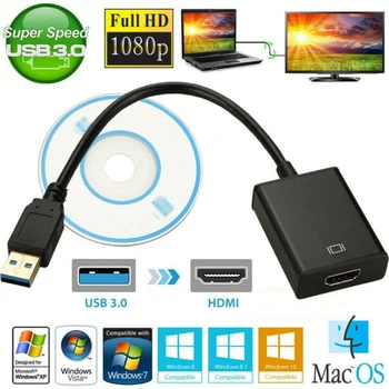 

HDMI To USB 3.0 HD 1080P Video Cable Adapter Converter For PC Laptop HDTV LCD TV