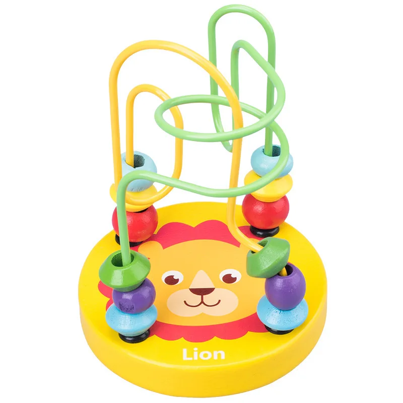 Деревянные игрушки для мальчиков и девочек, деревянные круги из бисера, проволока, лабиринт, американские горки, Обучающие деревянные пазлы, игрушки для малышей, подарки для детей - Цвет: Lion