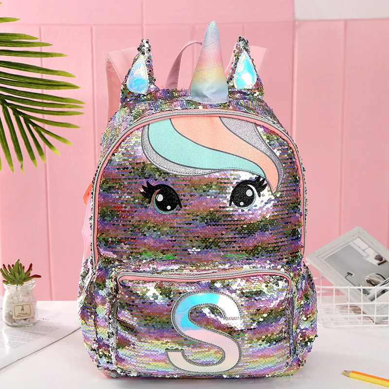 Sequin Unicorn школьные сумки большой емкости Рюкзаки с единорогом для девочек розовый Mochila Escolar Детский рюкзак детские школьные сумки - Цвет: Multicolor