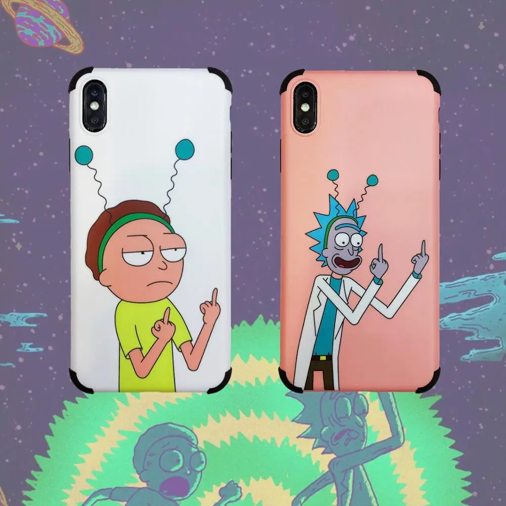 

Cartoon Rick and morty Phone Case Cute for iPhone 7 8 Plus X XS XR XSMax Soft Cover anti-knock