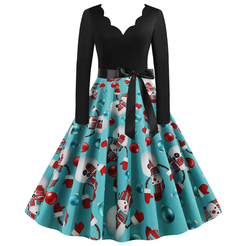 Vestido navidad mujer, женское платье, винтажное, длинный рукав, Рождество, 1950 s, домохозяйка, вечеринка, выпускной, kerstjurk, женское платье#281122