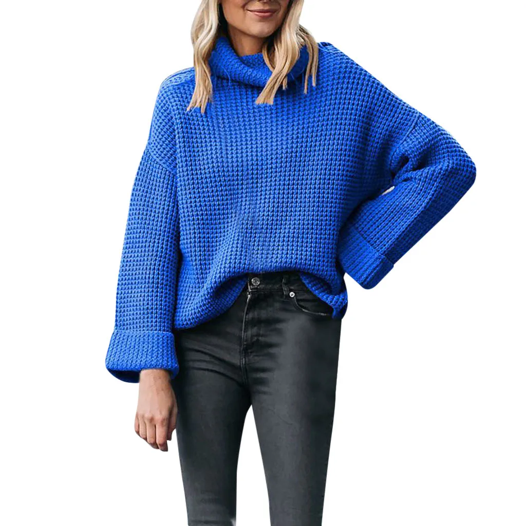 SAGACE, теплый длинный вязаный женский свитер, больше размера d, зимний свитер, пуловер для женщин размера плюс, женские топы, одноцветные