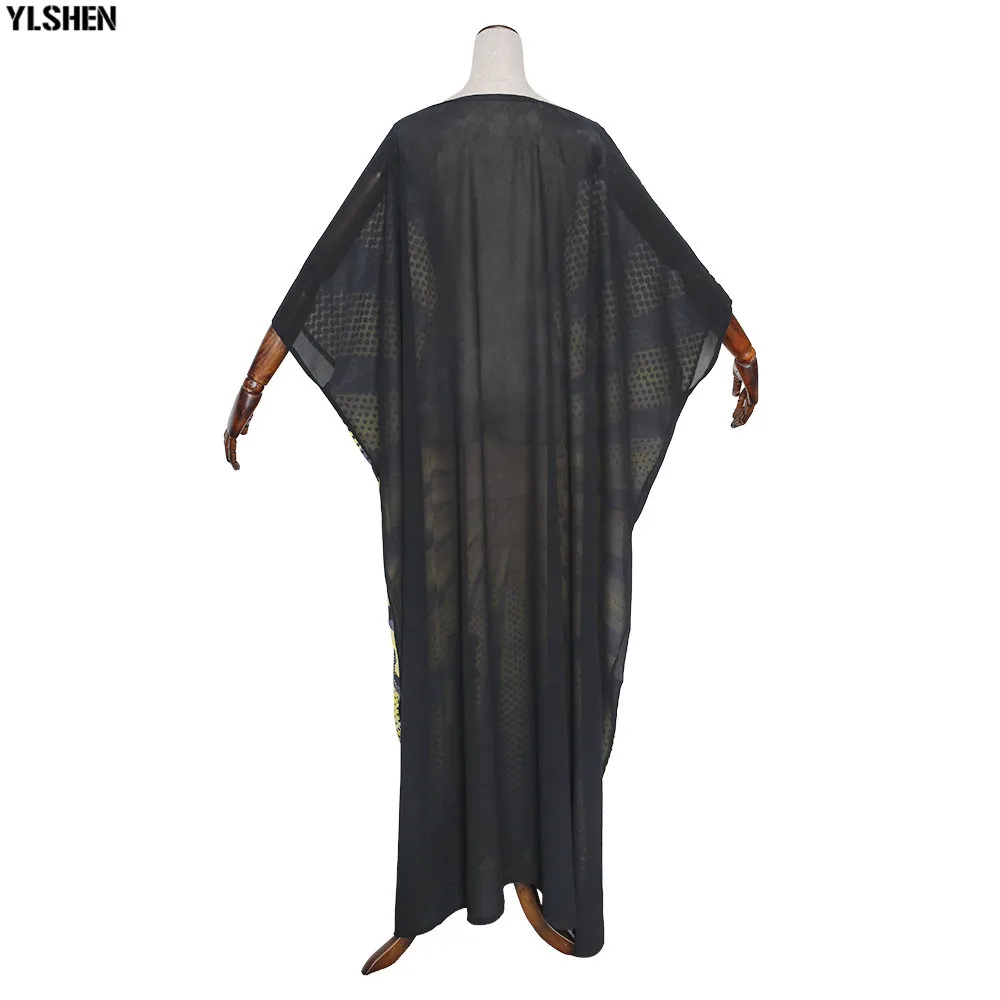 Long Muslim Dress African Dresses for Women Dashiki Stripe Print African Clothes Fashion Diamond Appliques Abaya Africa Clothing 06