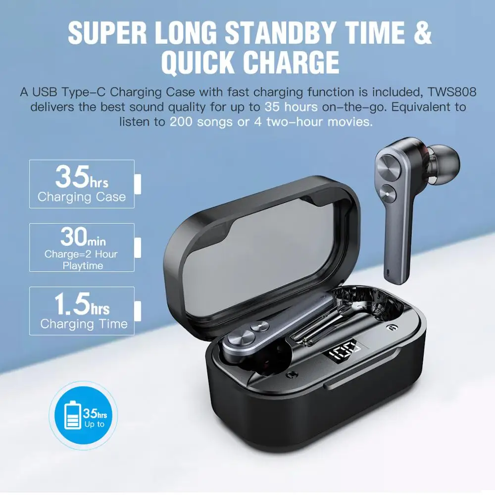 LYMOC Double Dynamic Wireless Headsets Bluetooth 5.0 Earphones TWS in-Ear Stereo Auriculares Double Microphone Noise Cancelling