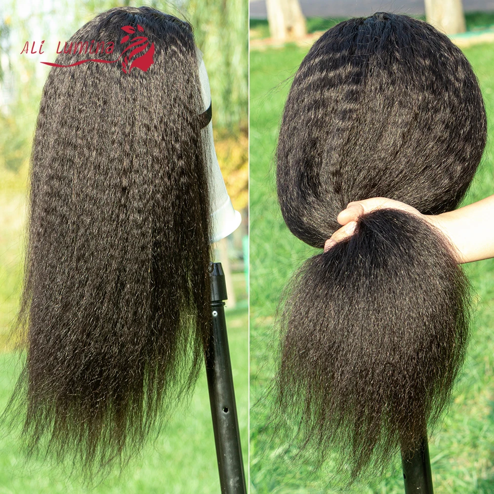 Kinky Straight Wig Human Hair Wigs Lace Closure Wig 180% Remy Brazilian Hair Wigs Real Human Hair Lace Wig Pelucas Baratas