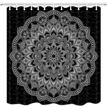 

Bohemian Shower Curtain, Mandala Hippie Bath Curtains, 3D Fabric Bathroom Accessories 12PCS Shower Hooks, 69X70 Inch