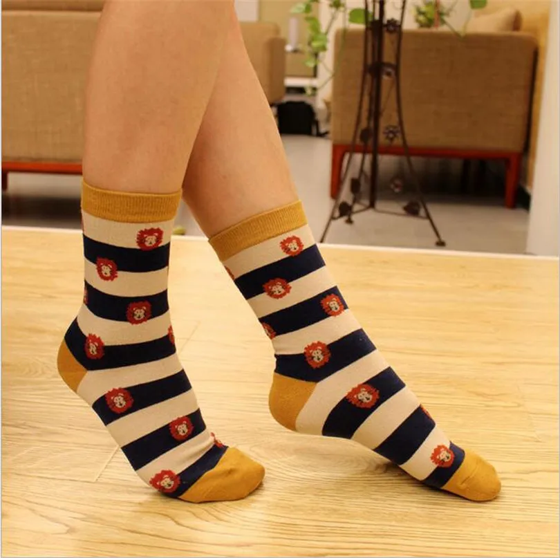 stripes lion Новое поступление, Caramella, мужские, женские, с рисунком лисы, носки, повседневные, милые, harajuku, уличные, повседневные, забавные, японские, корейские, новинка - Цвет: stripes lion