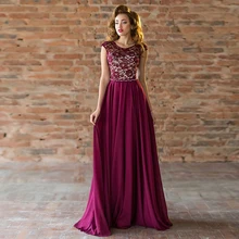 

Burgundy Scoop Sleeveless Mother Of Bride Dresses Floor-Length with Chiffon Applique Sequined Applique Embroidery for Guest