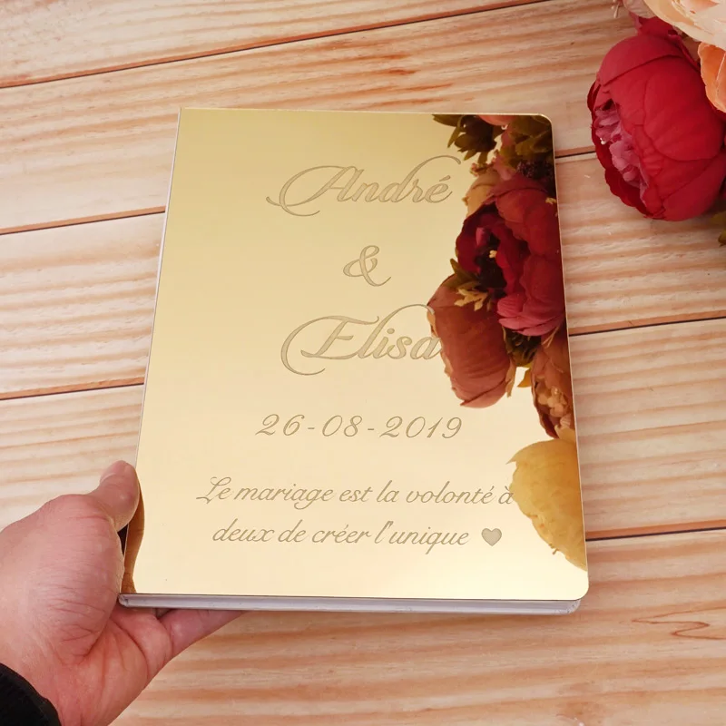 Personalizado acrílico espelho com branco em branco