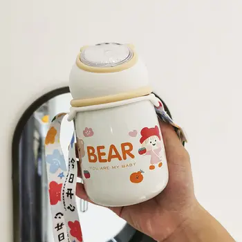 

350ml Cartoon Mini Thermos Double Wall Stainless Steel Vacuum Flasks Portable Travel Child's Milk Thermal Cup Coffee Mug